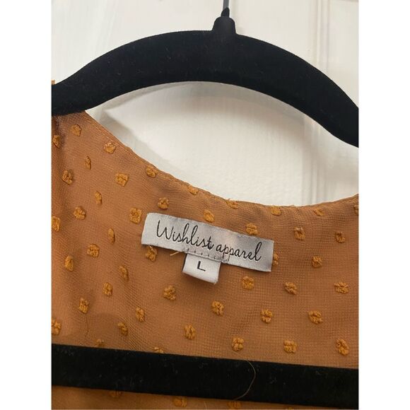 Wishlist Apparel Ruffle Burnt Orange Dot Button Sleeveless Blouse, Size Large - Picture 15 of 15